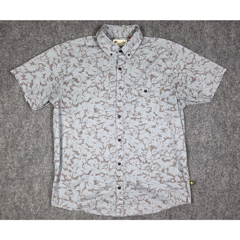 Howler Brothers Button Down Shirt Mens Large Blue Abstract Print Short Sleeve
